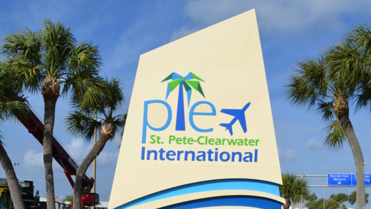 St. Pete-Clearwater International Airport sign outside PIE in Pinellas County.