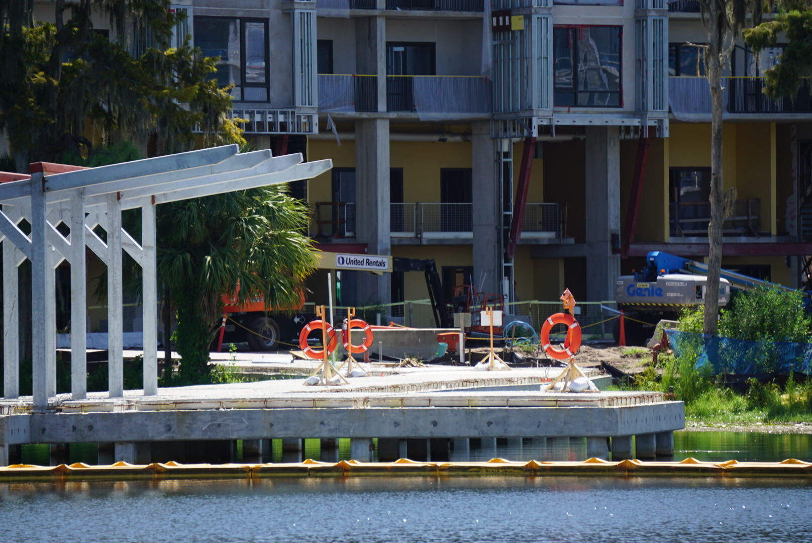 A new bridge, additional tree murals, and dark green tower finishes are among the latest additions to Disney Lakeshore Lodge.