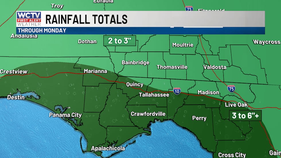 Heavy showers and storms are expected this weekend through Monday. Highest totals south of I-10.