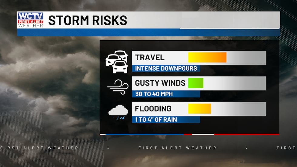 A chance for a few heavier storms with brief gusty winds and heavy rainfall.
