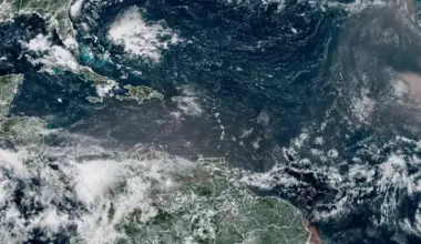 Atlantic basin satellite image from Aug. 6, 2026, during a quiet hurricane season.