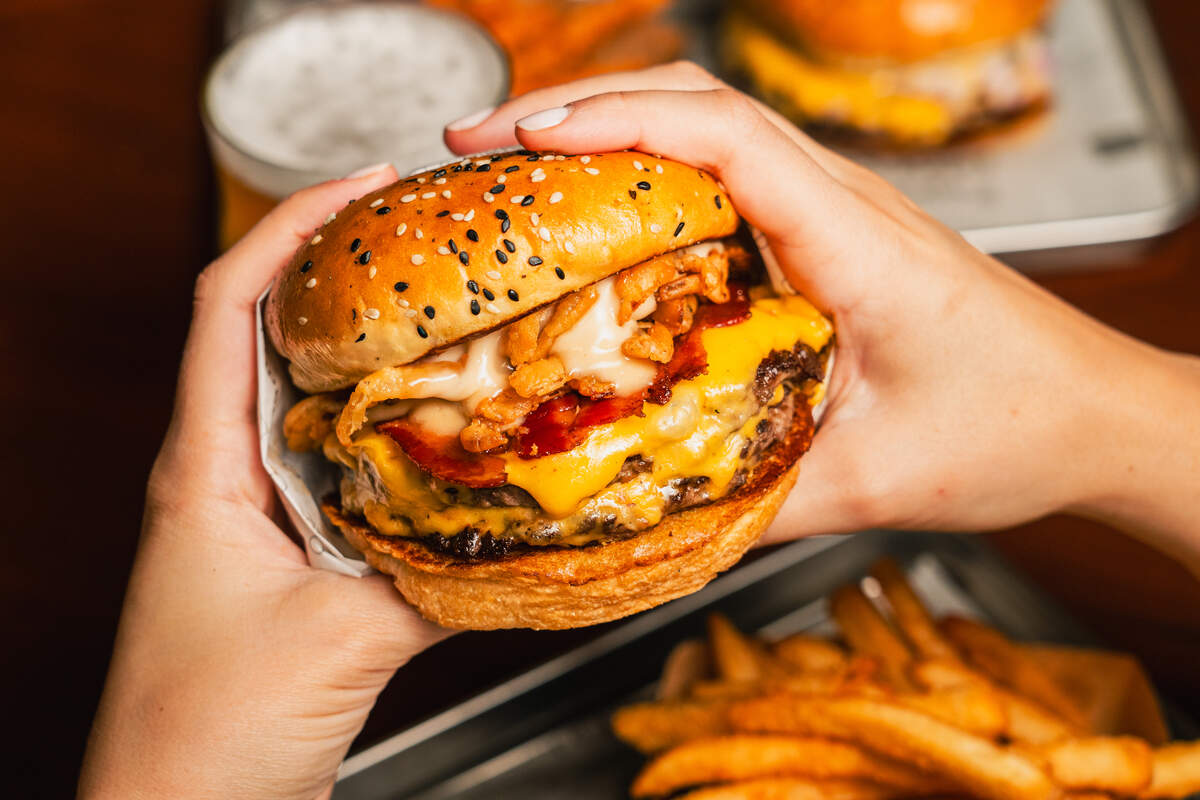 Cheeseburger from La Birra Bar at Nu Stadium in Miami.
