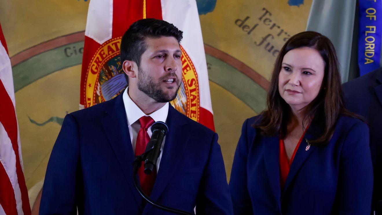 MIAMI, FLORIDA - MAY 20: Florida Attorney General James Uthmeier speaks during a ceremony to honor the victims of the Brothers to the Rescue Murders of 1996 at the Freedom Tower on May 20, 2026 in Miami, Florida. The ceremony came as the U.S. Department of Justice announced an indictment against former Cuban President Raúl Castro in connection with the 1996 shootdown of two Brothers to the Rescue planes, which killed four men over the Florida Straits. (Photo by Eva Marie Uzcategui/Getty Images)