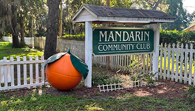 The Mandarin Community Club's entrance sign welcomes visitors to the historic Mandarin site, home to this year's citrus fundraiser. Photo courtesy of Mandarin Community Club