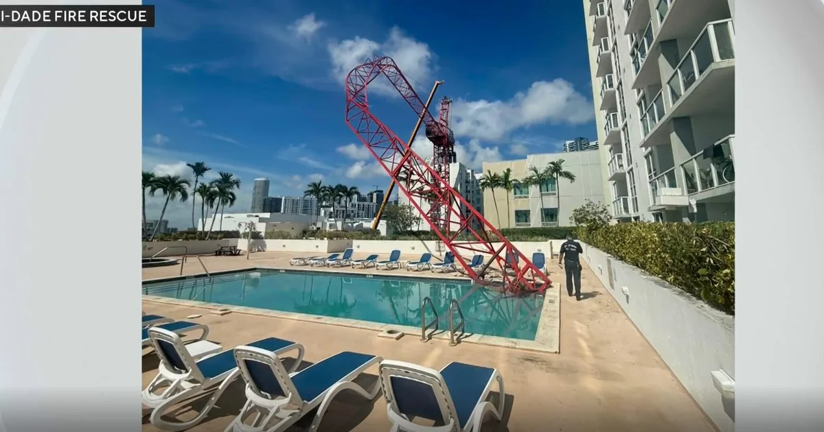 Crane collapses into Brickell apartment's pool, officials say