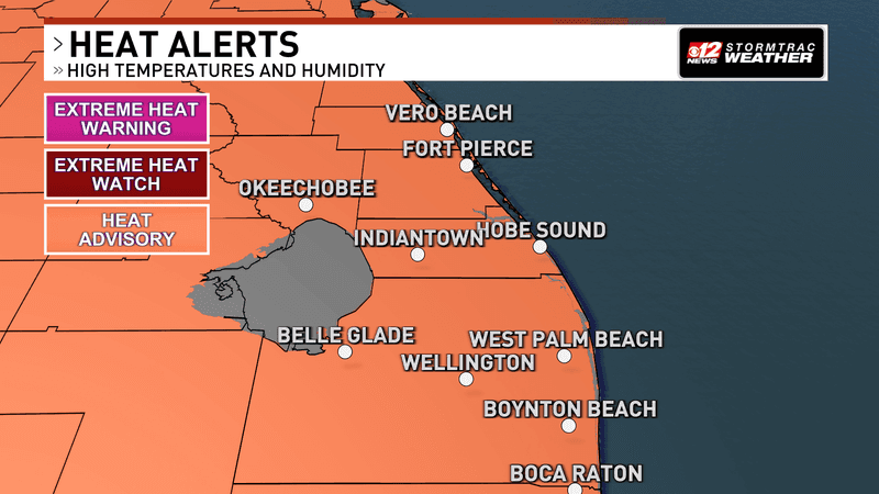 Dangerous heat will be South Florida's primary weather concern today and through much of the upcoming week, with only periodic thunderstorms offering brief relief from the steamy conditions. (WPEC)