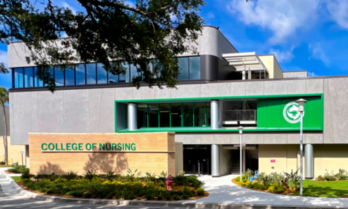 Exterior of the newly expanded USF Health College of Nursing