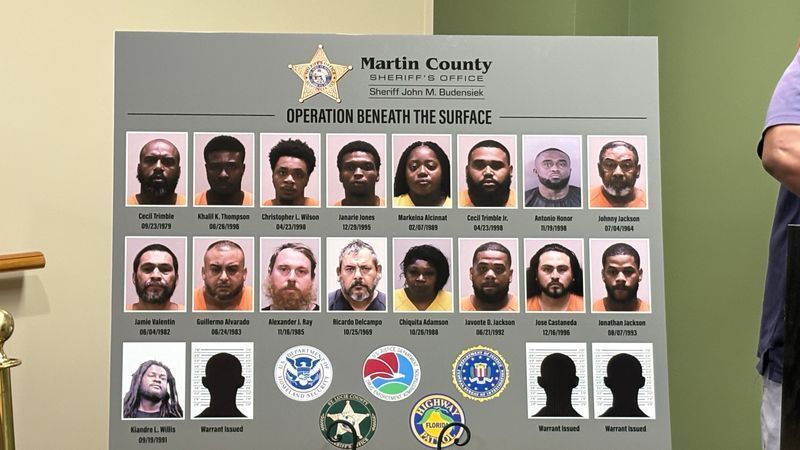 As of Friday, 17 defendants had been arrested and three remained at large. Authorities said the remaining suspects know they are being sought and urged them to turn themselves in. (WPEC)