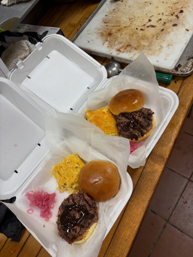A tray of pork sandwiches