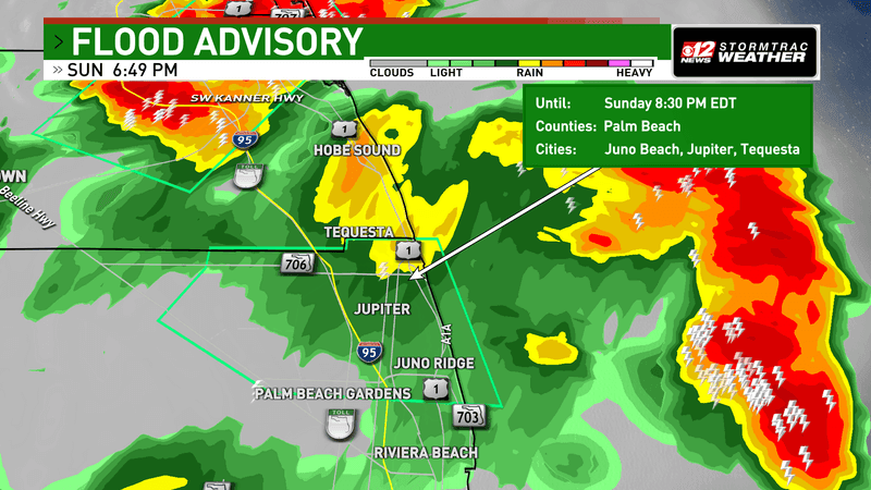 A Flood Advisory is in effect for northern Palm Beach County until 8:30 p.m. (WPEC)