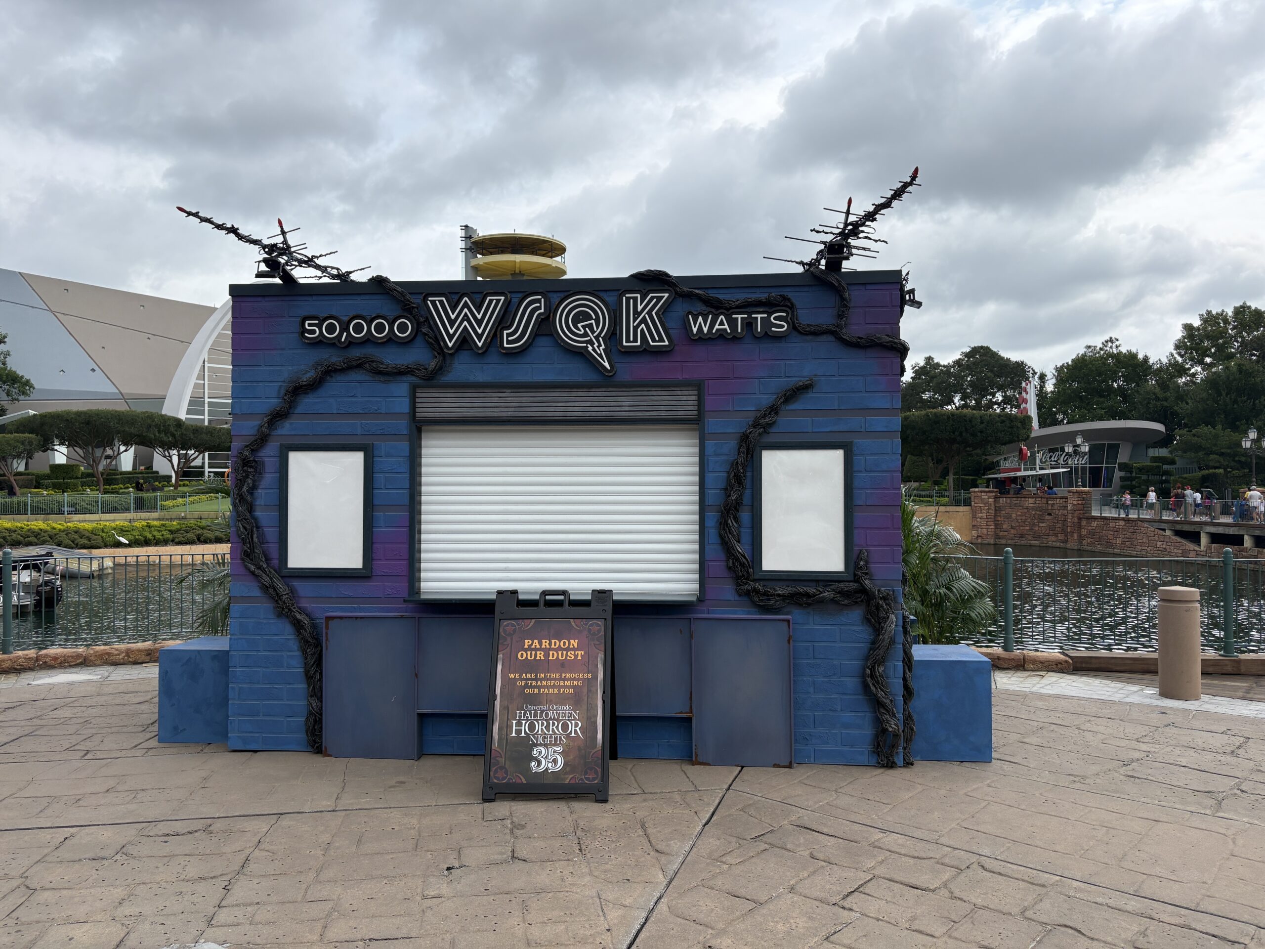 One of the food booths is WSQK, the radio station from Stranger Things. It is made to look like the simple radio station building the kids hang out in in Hawkins.