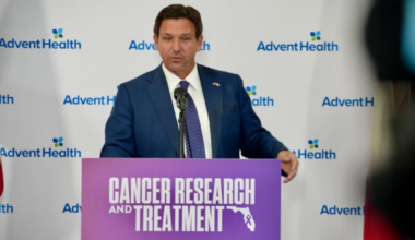 The governor visited Orlando on Wednesday as the hospital announced increased investments in cancer