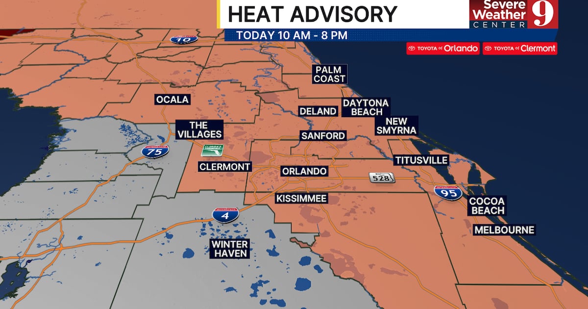 Central Florida Heat Advisory: Heat index up to 110