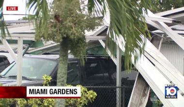 Fuerte tormenta destroza cochera en Miami Gardens
