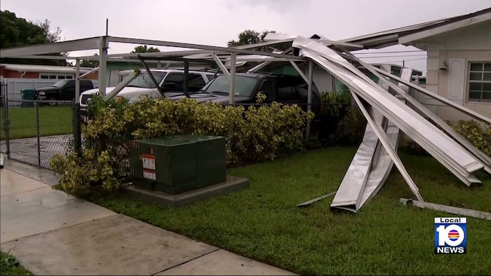 Severe storm rips through carport in Miami Gardens
