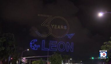 Leon Health System celebrates 30 years with drone show above downtown Miami