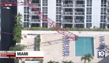 Crane top falls into pool at Miami construction site