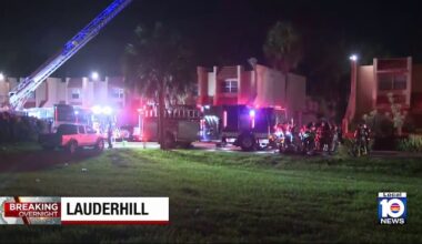 Overnight fire damages 2-story apartment in Lauderhill, first responders say