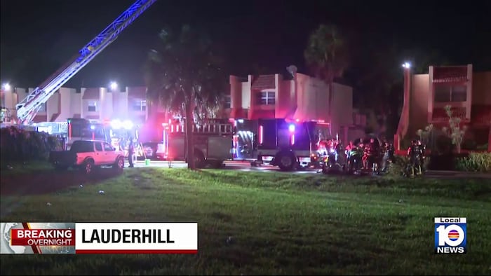Overnight fire damages 2-story apartment in Lauderhill, first responders say