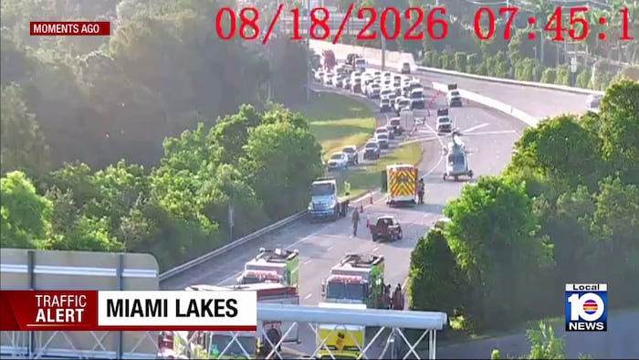 MDFR: 1 airlifted after multi-vehicle crash on Palmetto Expressway in Miami Lakes