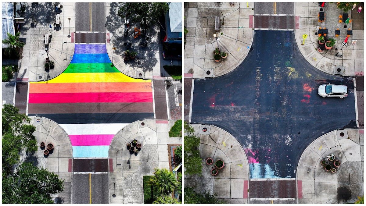 At this St. Petersburg intersection, pride bubbles up beneath the tar