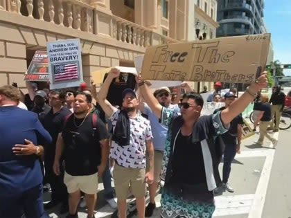 Tate Brothers' Supporters Protest Outside Miami Jail, Call for Their Release