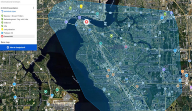 A map of Jacksonville shows where the district is searching for a new headquarters building.