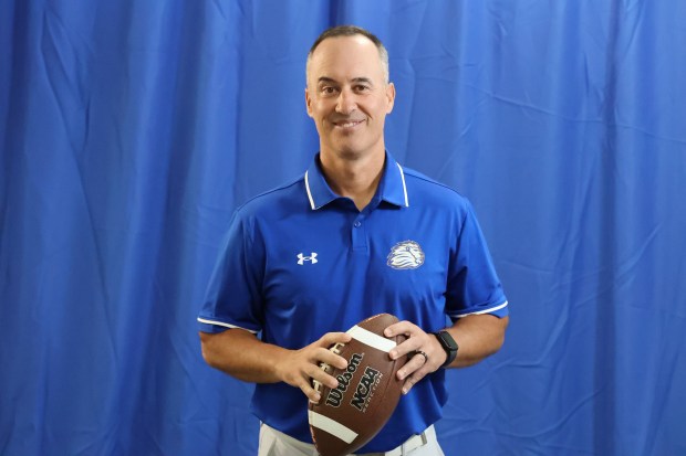 The First Academy football coach Jeff Conaway is pictured during Varsity Media Day at Seminole State College in Heathrow on Thursday, July 23, 2026. (Stephen M. Dowell/Orlando Sentinel)