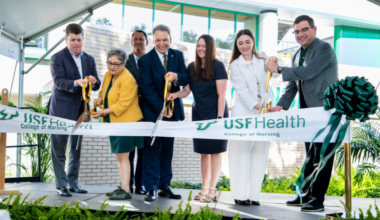 USF leaders cut the ribbon on the newly expanded College of Nursing facility
