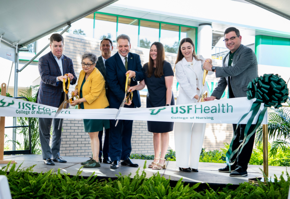 USF leaders cut the ribbon on the newly expanded College of Nursing facility