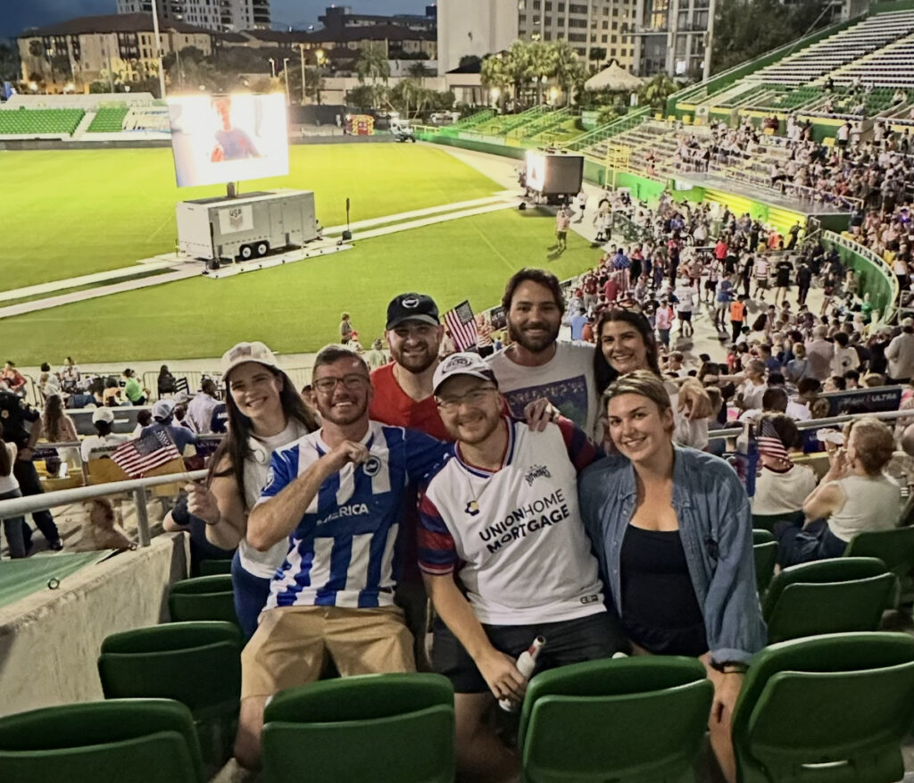 People at a soccer game