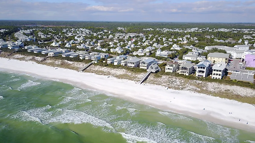 Pastel beachfront cottages in Seaside, Florida