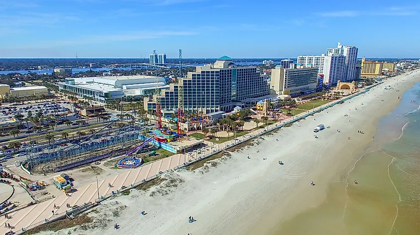 Aerial view of Fort Walton Beach, Florida, and its Gulf shoreline