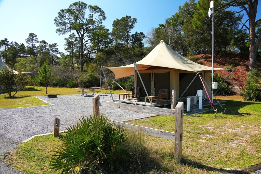 Campground and wildlife at St Andrews State Park Florida