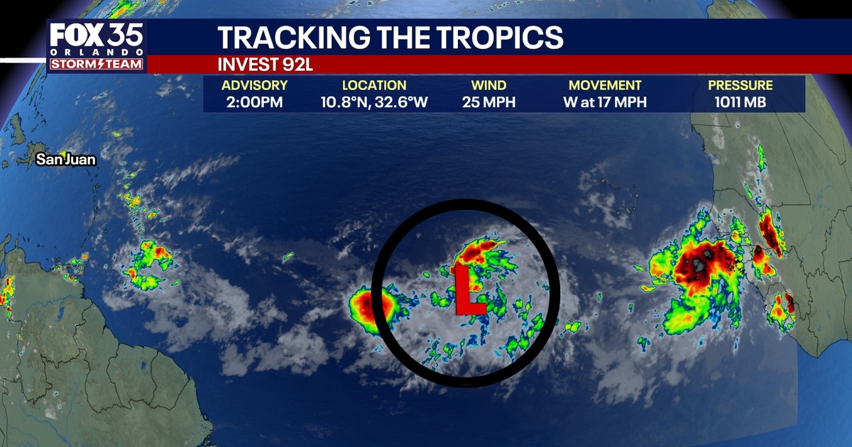National Hurricane Center tracking Invest 92L in the Atlantic