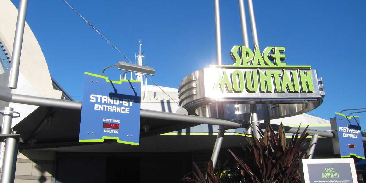 Entrance sign for Space Mountain at Disney World