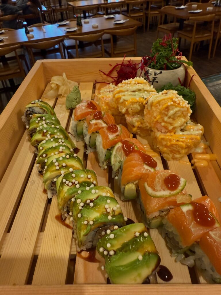 a platter of sushi at Sushi Yama