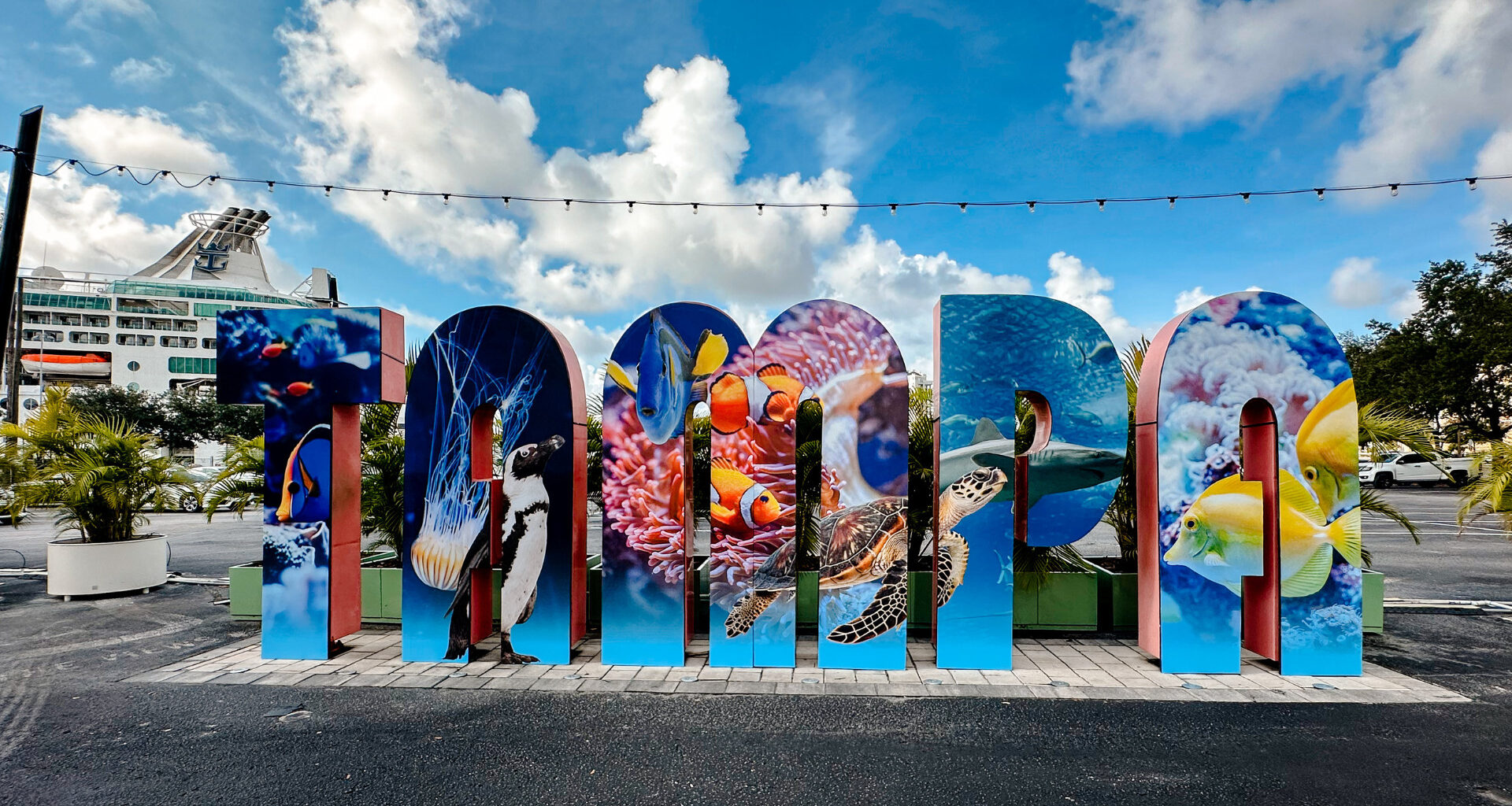The Tampa sign at Sparkman Wharf in Water Street Tampa