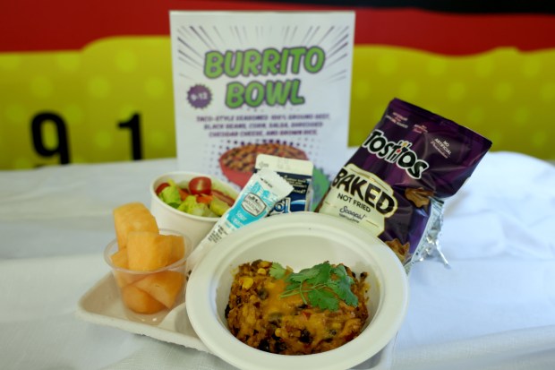 A burrito bowl is a new lunch menu item for Broward County schools this year. (Amy Beth Bennett / South Florida Sun Sentinel)