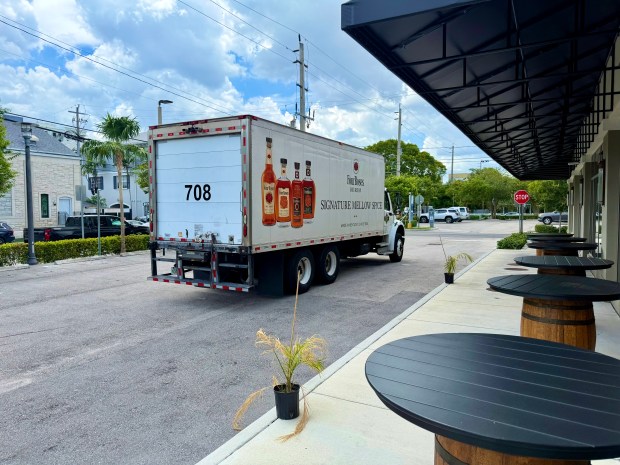 A Four Roses bourbon truck driver showed up at Black Jack's Rum Bar & Grille's Fort Lauderdale location on Wednesday afternoon but promptly left after discovering the doors were locked. (Phillip Valys / South Florida Sun Sentinel)