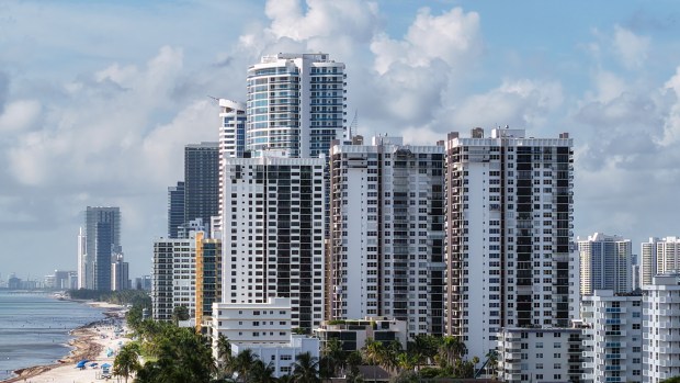 Trump Hollywood and other high-rise towers perch Friday on the southern end of Hollywood's barrier island. New height rules would allow taller buildings to the north as well. (Amy Beth Bennett/South Florida Sun Sentinel)