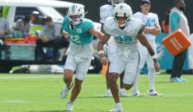 Dolphins camp: Monday practice observations; stock up, down