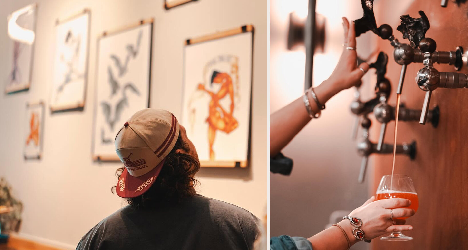 People at a brewery and art show