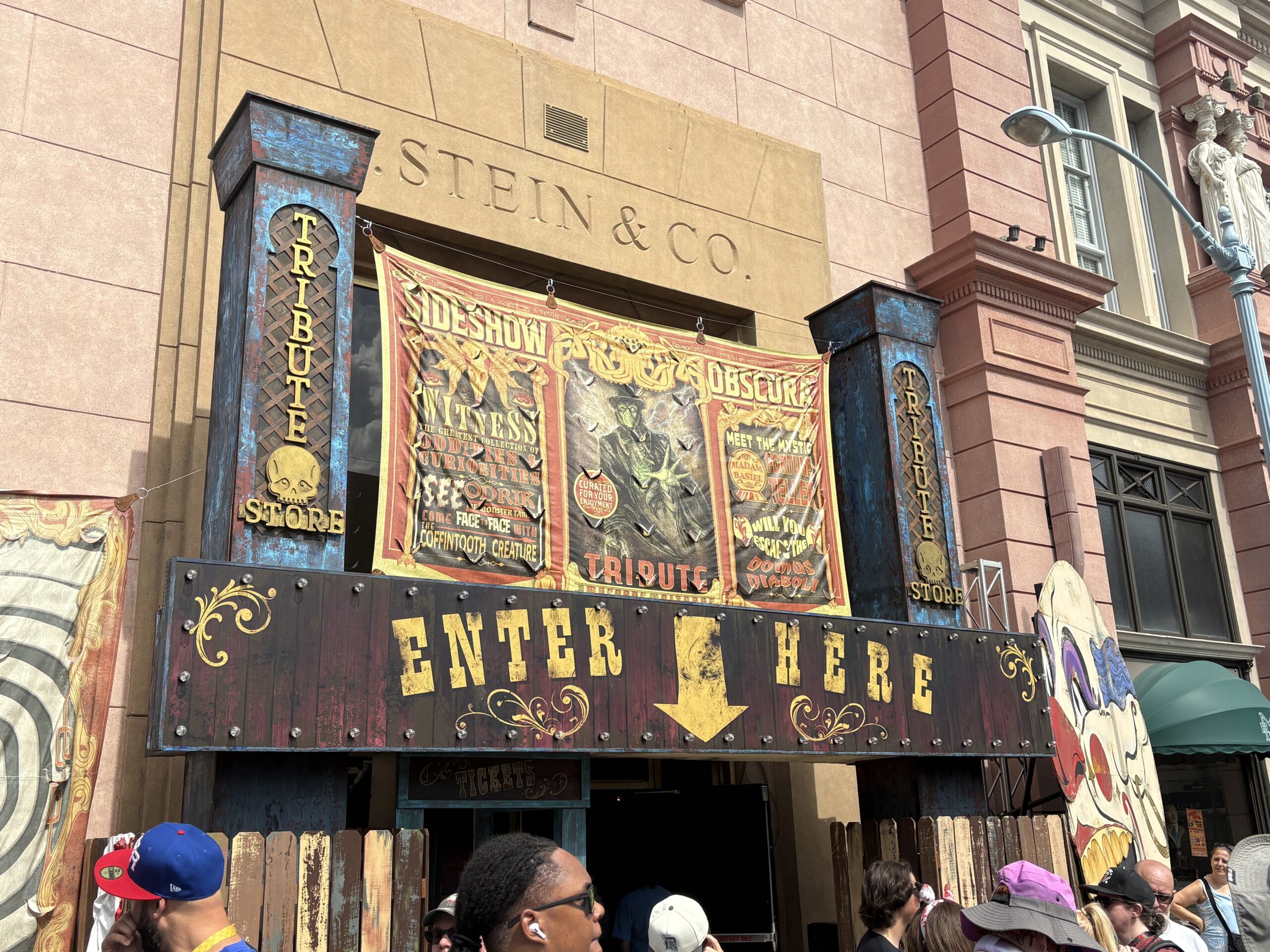 The Halloween Horror Nights 35 Tribute Store opened on August 25, providing a themed experience for purchasing event merchandise. The store is located next to Revenge of the Mummy and will be open all day to all guests, not just during HHN events.