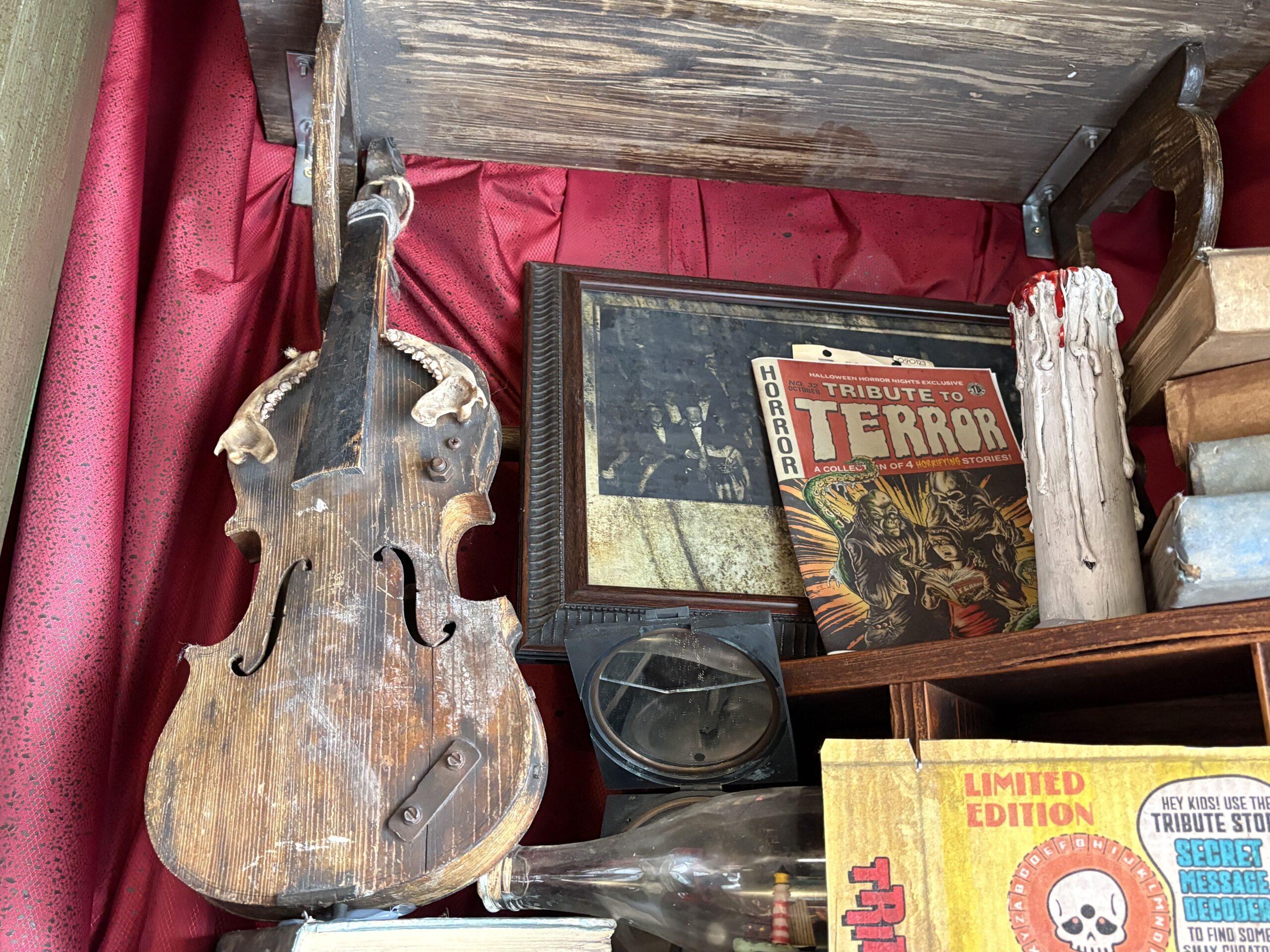 The Halloween Horror Nights 35 Tribute Store opened on August 25, providing a themed experience for purchasing event merchandise. The store is located next to Revenge of the Mummy and will be open all day to all guests, not just during HHN events.