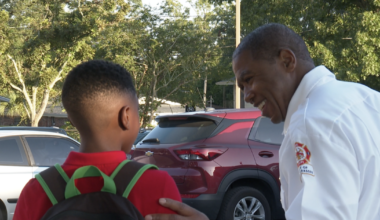 Tallahassee firefighters greet students on first day of school