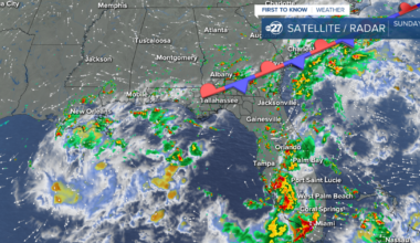 Stalled front slowly breaking