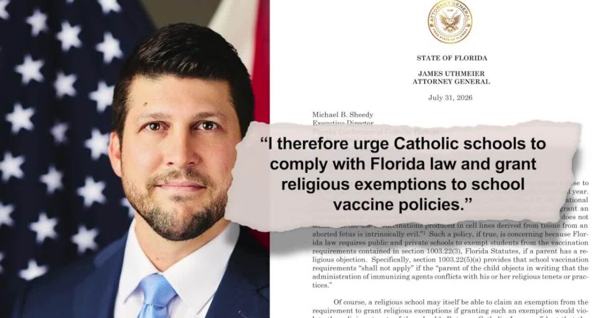 Florida AG threatens Catholic school funding over vaccine exemptions