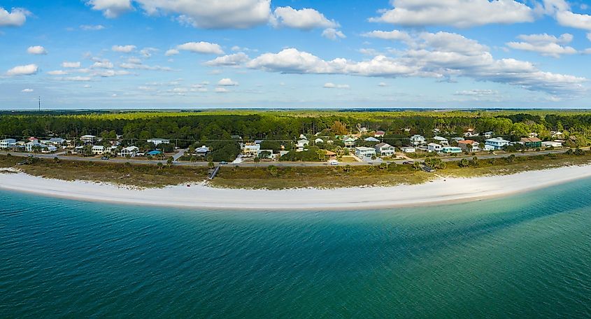 Aerial view of Mexico Beach, Florida, along the Gulf