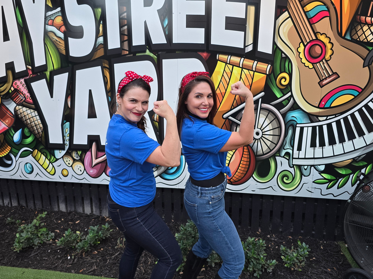 Noelle Branning and Noelle Casagrande prepare for their shift as celebrity bartenders at the 2024 United Way Bartender Battle at Fort Myers' Bay Street Yard.